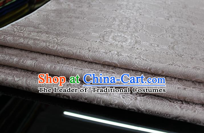 Chinese Traditional Royal Palace Pattern Mongolian Robe Champagne Brocade Fabric, Chinese Ancient Costume Drapery Hanfu Cheongsam Material