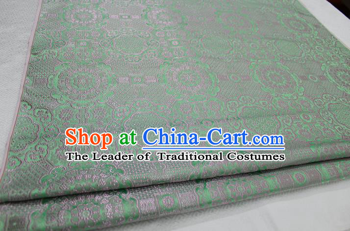 Chinese Traditional Royal Palace Pattern Mongolian Robe Light Green Brocade Fabric, Chinese Ancient Costume Drapery Hanfu Cheongsam Material