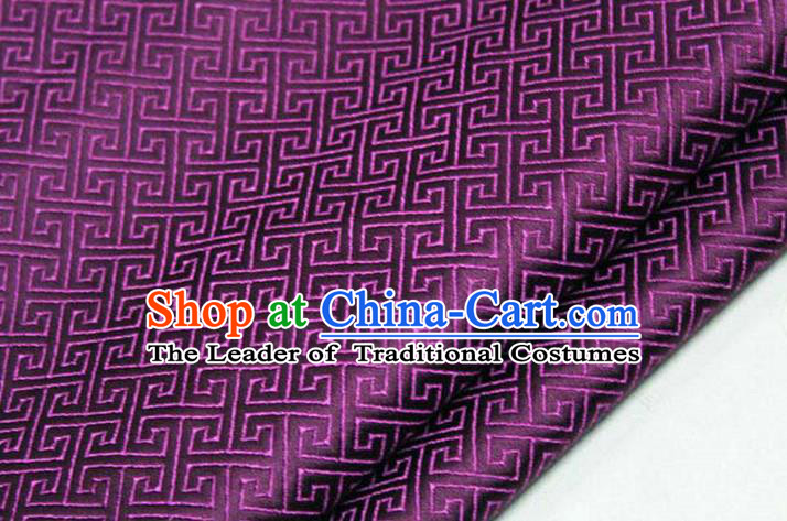 Chinese Traditional Royal Palace Back Pattern Mongolian Robe Amaranth Satin Brocade Fabric, Chinese Ancient Costume Drapery Hanfu Tang Suit Material