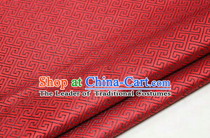 Chinese Traditional Royal Palace Back Pattern Mongolian Robe Red Satin Brocade Fabric, Chinese Ancient Costume Drapery Hanfu Tang Suit Material