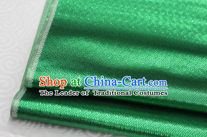 Chinese Traditional Royal Palace Pattern Mongolian Robe Green Brocade Fabric, Chinese Ancient Emperor Costume Drapery Hanfu Tang Suit Material