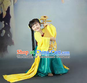 Traditional Ancient Chinese Imperial Princess Children Costume, Chinese Tang Dynasty Little Girl Dress, Cosplay Chinese Concubine Hanfu Clothing for Kids