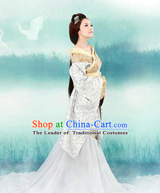 Traditional Ancient Chinese Female Costume, Elegant Hanfu Clothing Chinese Han Dynasty Imperial Emperess Tailing Clothing for Women