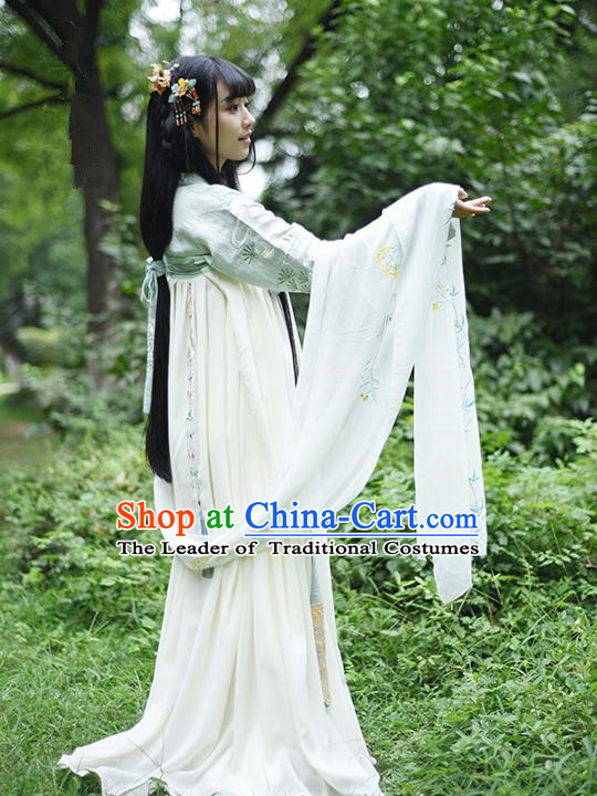 Traditional Ancient Chinese Female Costume Blouse and Dress Complete Set, Elegant Hanfu Clothing Chinese Ming Dynasty Palace Lady Embroidered Pine needles Clothing for Women