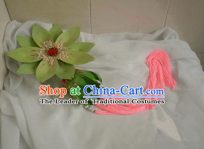 Traditional Chinese Handmade Ancient Green Lotus Tassel Lamp