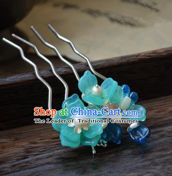 Traditional Handmade Chinese Ancient Princess Classical Hanfu Accessories Jewellery Pearl Coloured Glaze Hair Sticks Hair Jewellery, Tassel Hair Fascinators Hairpins for Women