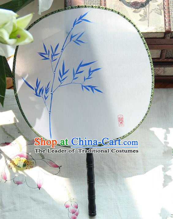 Traditional Handmade Ancient Chinese Tang Dynasty Imperial Princess Painting Bamboo Palace Lady Round Hanfu Silk Fan for Women