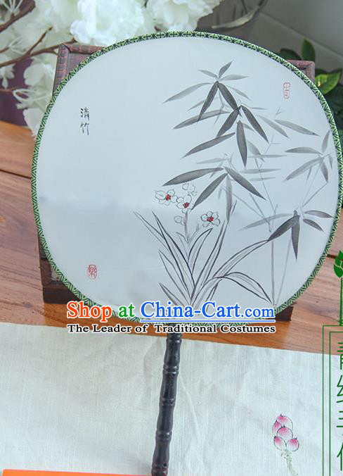 Traditional Handmade Ancient Chinese Tang Dynasty Imperial Princess Painting Lotus Palace Lady Round Hanfu Silk Fan for Women