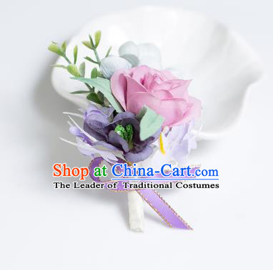 Top Grade Classical Wedding Silk Flowers,Groom Emulational Corsage Groomsman Brooch Flowers for Men