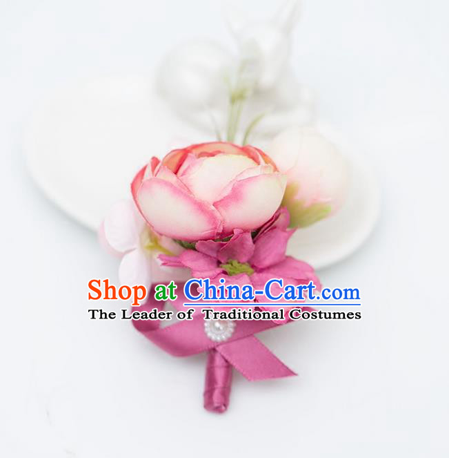 Top Grade Classical Wedding Silk Flowers,Groom Emulational Corsage Groomsman Brooch Flowers for Men