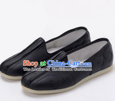 Traditional Chinese Top Kung Fu Shoes Martial Arts Kung Fu Training Taoist Priest Black Shoe, Tang Suit Gongfu Shaolin Wushu Tai Chi Taiji Teacher Shoes for Men