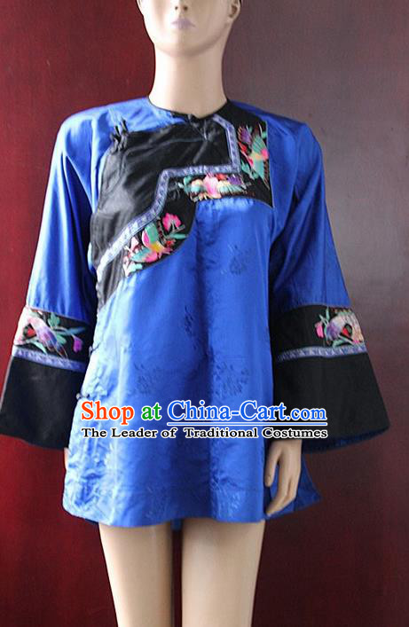 Chinese Hmong Miao Nationality Folk Dance Ethnic Handmade Blouse China Clothing Costume Embroidery Shirt Ethnic Blouse Cultural Dances Costumes for Women