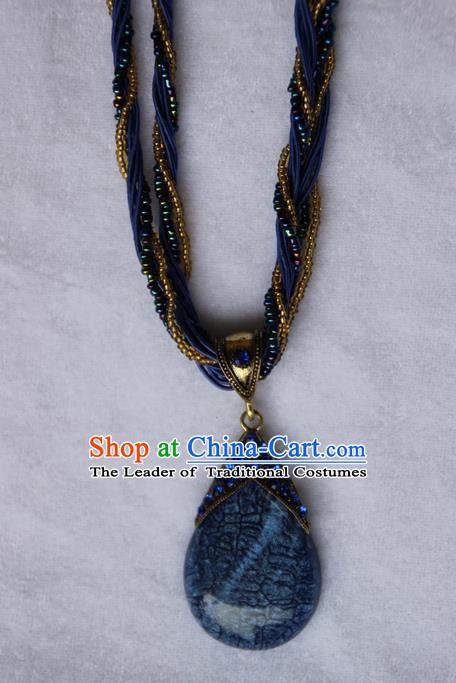 Traditional Chinese Miao Ethnic Minority Necklace, Hmong Handmade Sweater Chain, Miao Ethnic Jewelry Accessories Collarbone Chain Necklace for Women