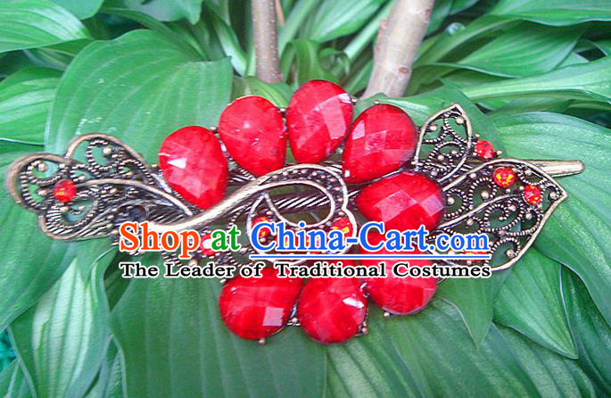 Traditional Chinese Miao Ethnic Minority Hair Jewelry Accessories, Hmong Handmade Peacock Hairpins, Miao Ethnic Jewelry Accessories Hair Claw for Women