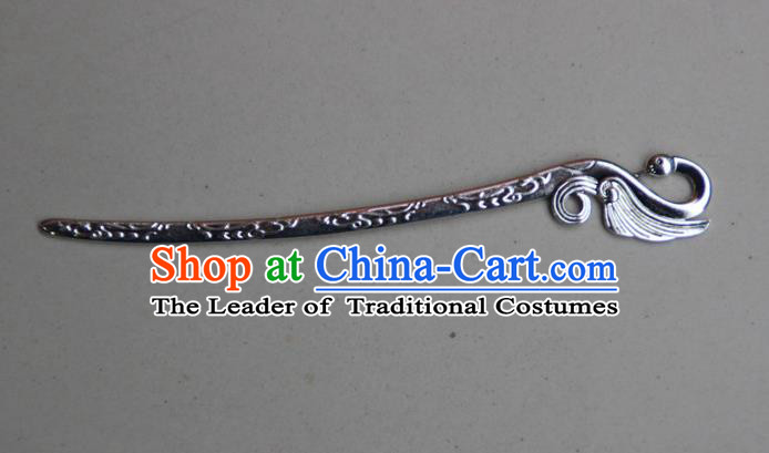 Traditional Chinese Ancient Miao Ethnic Minority Palace Hair Jewelry Accessories, Hmong Handmade Silver Hairpins, Miao Ethnic Jewelry Accessories Hair Claw for Women