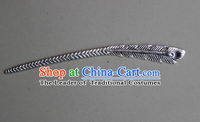 Traditional Chinese Ancient Miao Ethnic Minority Palace Hair Jewelry Accessories, Hmong Handmade Silver Hairpins, Miao Ethnic Jewelry Accessories Hair Claw for Women