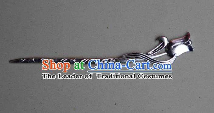 Traditional Chinese Ancient Miao Ethnic Minority Palace Hair Jewelry Accessories, Hmong Handmade Silver Hairpins, Miao Ethnic Jewelry Accessories Hair Claw for Women