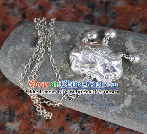 Traditional Chinese Miao Ethnic Minority Miao Silver Longevity Lock for Children