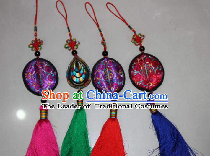 Traditional Chinese Miao Ethnic Minority Tassel Adornment Accessories, Hmong Handmade Pendant, Miao Ethnic Jewelry Accessories Pendant