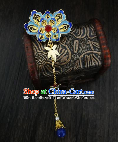 Traditional Handmade Chinese Ancient Classical Hair Accessories Barrettes Hairpin, Blueing Hair Sticks Hair Jewellery, Hair Fascinators Hairpins for Women