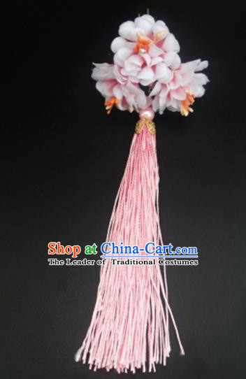 Traditional Handmade Chinese Ancient Classical Hair Accessories Barrettes Hairpin, Flowers Long Tassel Headdress Hair Jewellery, Hanfu Hair Fascinators Hairpins for Women