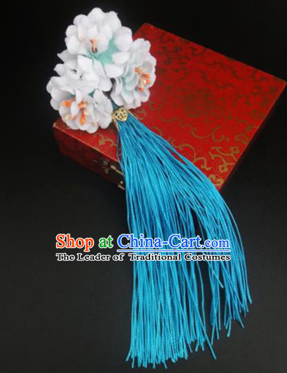 Traditional Handmade Chinese Ancient Classical Hair Accessories Barrettes Hairpin, Flowers Long Tassel Headdress Hair Jewellery, Hanfu Hair Fascinators Hairpins for Women