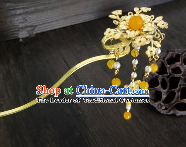 Traditional Handmade Chinese Ancient Classical Hair Accessories Barrettes Hairpin, Blueing Hair Sticks Hair Jewellery, Hair Fascinators Hairpins for Women