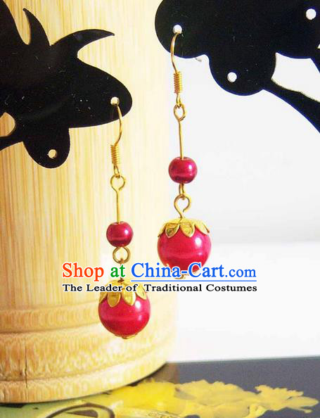 Traditional Handmade Chinese Ancient Classical Pearl Wedding Earrings for Women