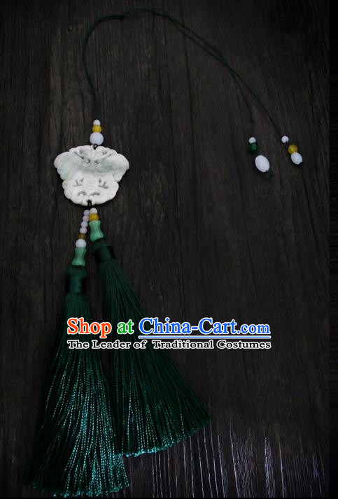 Traditional Handmade Chinese Ancient Classical Jewellery Accessories Tassel Palace Taeniasis, Blueing Waist Jade Pendant for Women