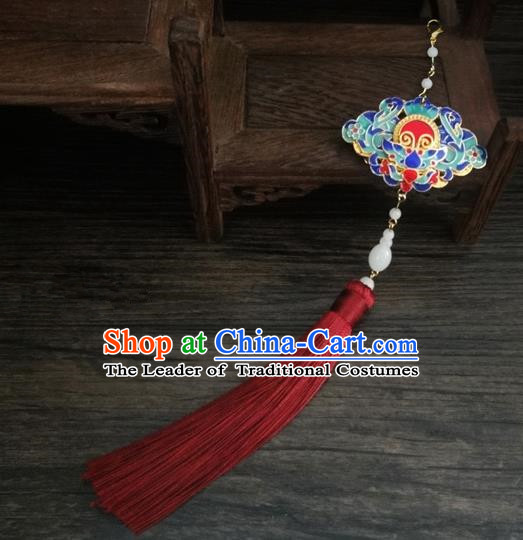 Traditional Handmade Chinese Ancient Classical Jewellery Accessories Palace Tassel Sword Taeniasis, Blueing Waist Pendant for Women