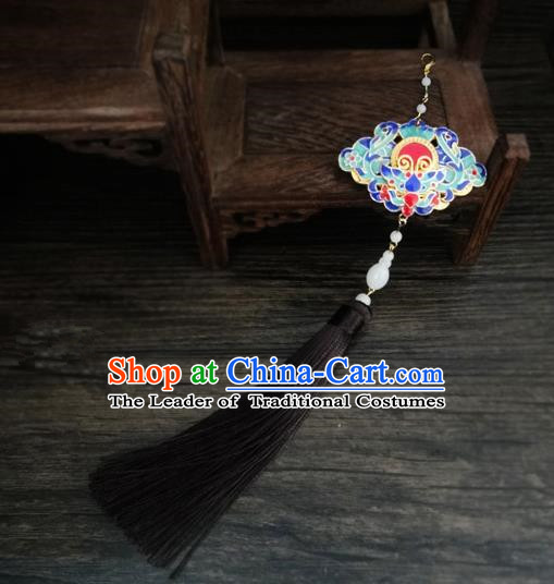 Traditional Handmade Chinese Ancient Classical Jewellery Accessories Palace Tassel Sword Taeniasis, Blueing Waist Pendant for Women