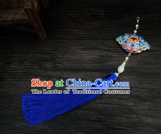 Traditional Handmade Chinese Ancient Classical Jewellery Accessories Palace Tassel Sword Taeniasis, Blueing Waist Pendant for Women