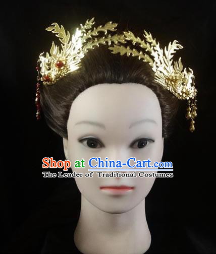 Traditional Handmade Chinese Ancient Classical Hair Accessories Barrettes Hairpin, Imperial Emperess Phoenix Coronet Hair Jewellery, Hair Fascinators Hairpins for Women