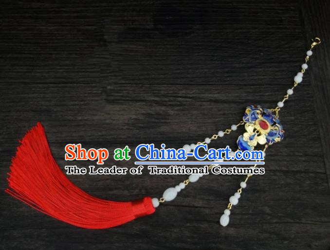 Traditional Handmade Chinese Ancient Classical Jewellery Accessories Palace Tassel Sword Taeniasis, Blueing Waist Pendant for Women