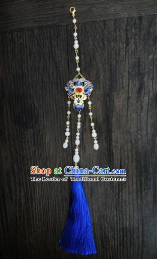 Traditional Handmade Chinese Ancient Classical Jewellery Accessories Palace Tassel Sword Taeniasis, Blueing Waist Pendant for Women