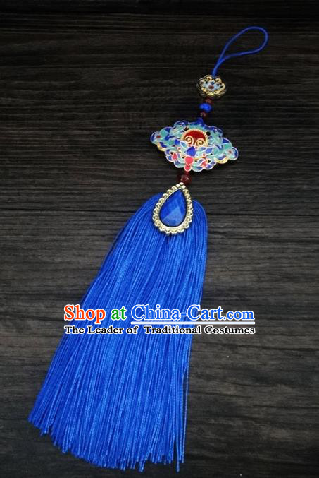 Traditional Handmade Chinese Ancient Classical Jewellery Accessories Palace Tassel Sword Taeniasis, Blueing Waist Pendant for Women