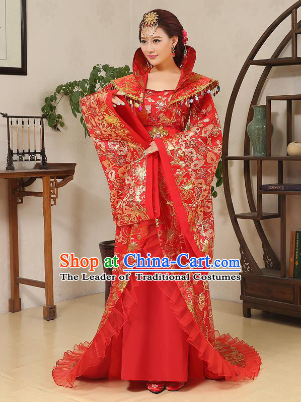 Traditional Ancient Chinese Imperial Emperess Costume, Chinese Wedding Dress, Cosplay Chinese Peri Imperial Princess Tailing Clothing Hanfu for Women