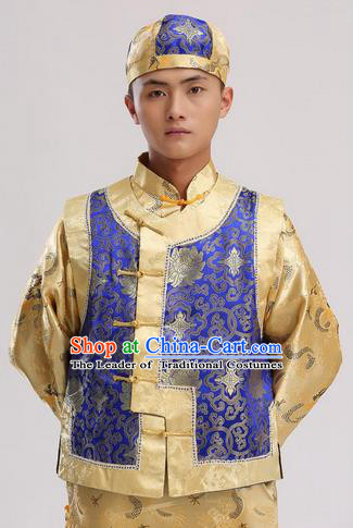 Traditional Ancient Chinese Imperial Emperor Costume, Chinese Qing Dynasty Male Wedding Dress, Cosplay Chinese Imperial Prince Clothing Hanfu for Men