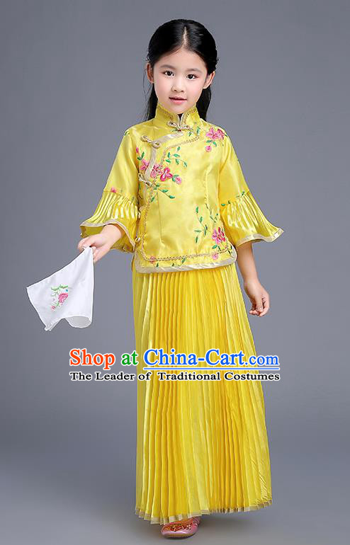 Traditional Ancient Chinese Imperial Emperess Costume, General Chai and Lady Balsam Costume, Chinese Qing Dynasty Republic of China Children Dress, Cosplay Chinese Peri Imperial Princess Clothing Hanfu for Kids