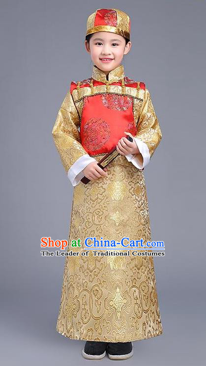 Traditional Ancient Chinese Imperial Emperor Costume, Chinese Qing Dynasty Dress, Cosplay Chinese Imperial Prince Clothing for Kids