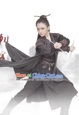 Traditional Ancient Chinese Female Costume, Chinese Tang Dynasty Swordswoman Dress, Cosplay Chinese Heroine Clothing for Women