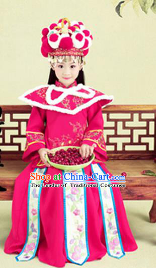 Traditional Ancient Chinese Imperial Princess Costume, Chinese Qing Dynasty Manchu Children Dress, Cosplay Chinese Manchu Minority Imperial Princess Clothing for Kids