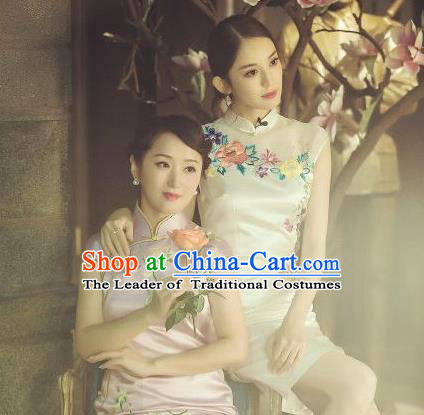 Traditional Chinese Female Costumes Chinese Classic Clothes Chinese Silk Embroidered Cheongsam Tang Suits Dress for Women