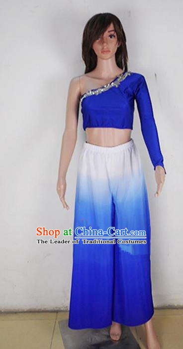 Traditional Modern Dancing Costume, Female Opening Classic Chorus Singing Group Dance Blue Dress Performance Dancewear, Modern Dance Dress Classic Latin Dance Elegant Clothing for Women