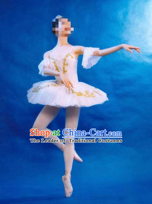 Traditional Modern Dancing Costume, Women Opening Classic Dance Chorus Singing Group Tutu Dance Performance Dress, Modern Dance Classic Ballet Dance White Bubble Dress for Women