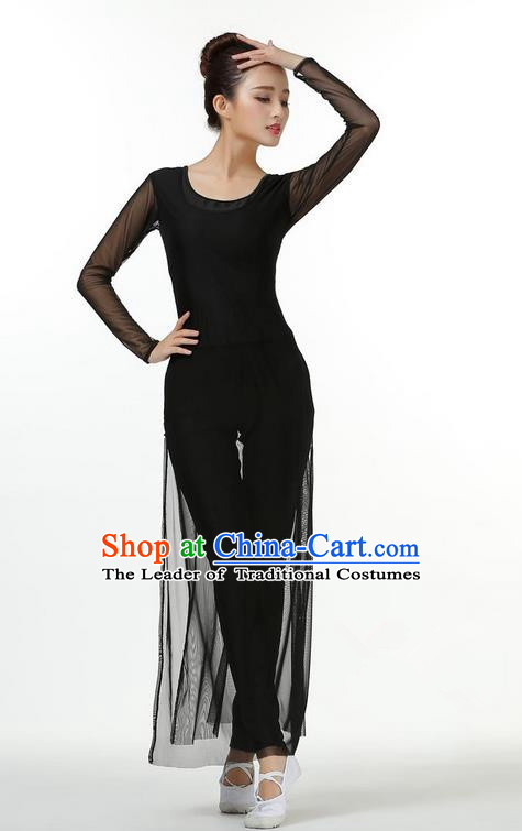 Traditional Modern Dancing Costume, Chinese Style Opening Classic Chorus Singing Group Dance Black Dress, Modern Dance Classic Ballet Dance Latin Dance Dress for Women
