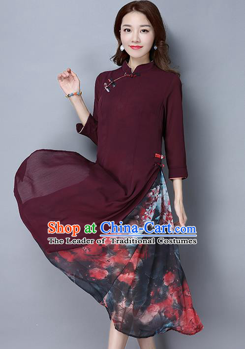 Traditional Ancient Chinese National Costume, Elegant Hanfu Mandarin Qipao Dress, China Tang Suit Cheongsam Upper Outer Garment Red Elegant Dress Clothing for Women