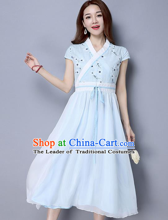 Traditional Ancient Chinese National Costume, Elegant Hanfu Qipao Embroidered Dress, China Tang Suit Cheongsam Upper Outer Garment Elegant Dress Clothing for Women