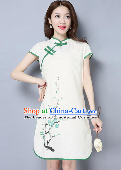 Traditional Ancient Chinese National Costume, Elegant Hanfu Mandarin Qipao Brocade Dress, China Tang Suit Chirpaur Republic of China Cheongsam Upper Outer Garment Elegant Dress Clothing for Women