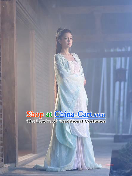 Traditional Ancient Chinese Female Swordsman Costume, Chinese Warring States Period Imperial Princess Fairy Elegant Dress, Cosplay Princess Chinese Nobility Hanfu Tailing Clothing for Women